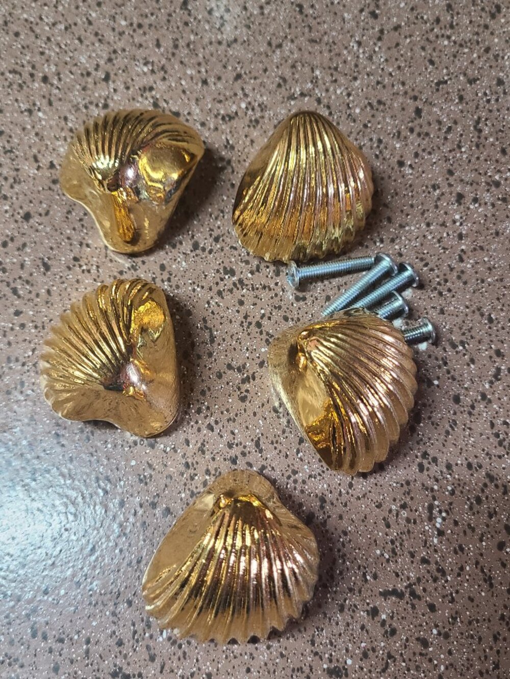 Lot of 5 Knob Hill Clam Shell Dresser Bureau Pull Lot of 5 Gold